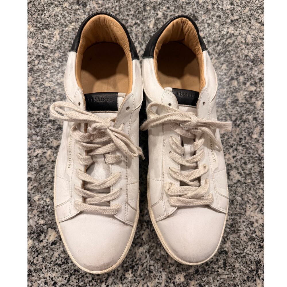 AllSaints White Leather Low-Top Sneakers Size 41 - Picture 2 of 9